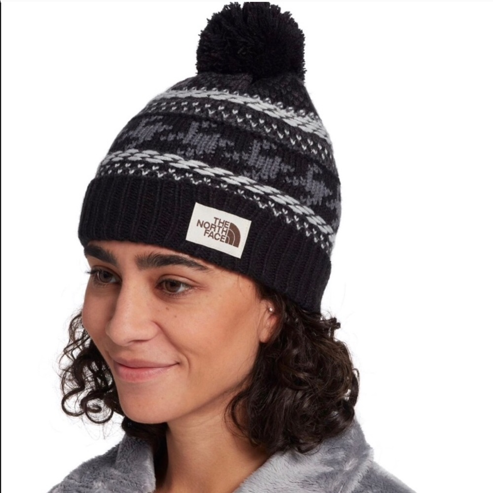 The North Face Black Fair Isle Beanie one Size - Picture 2 of 8